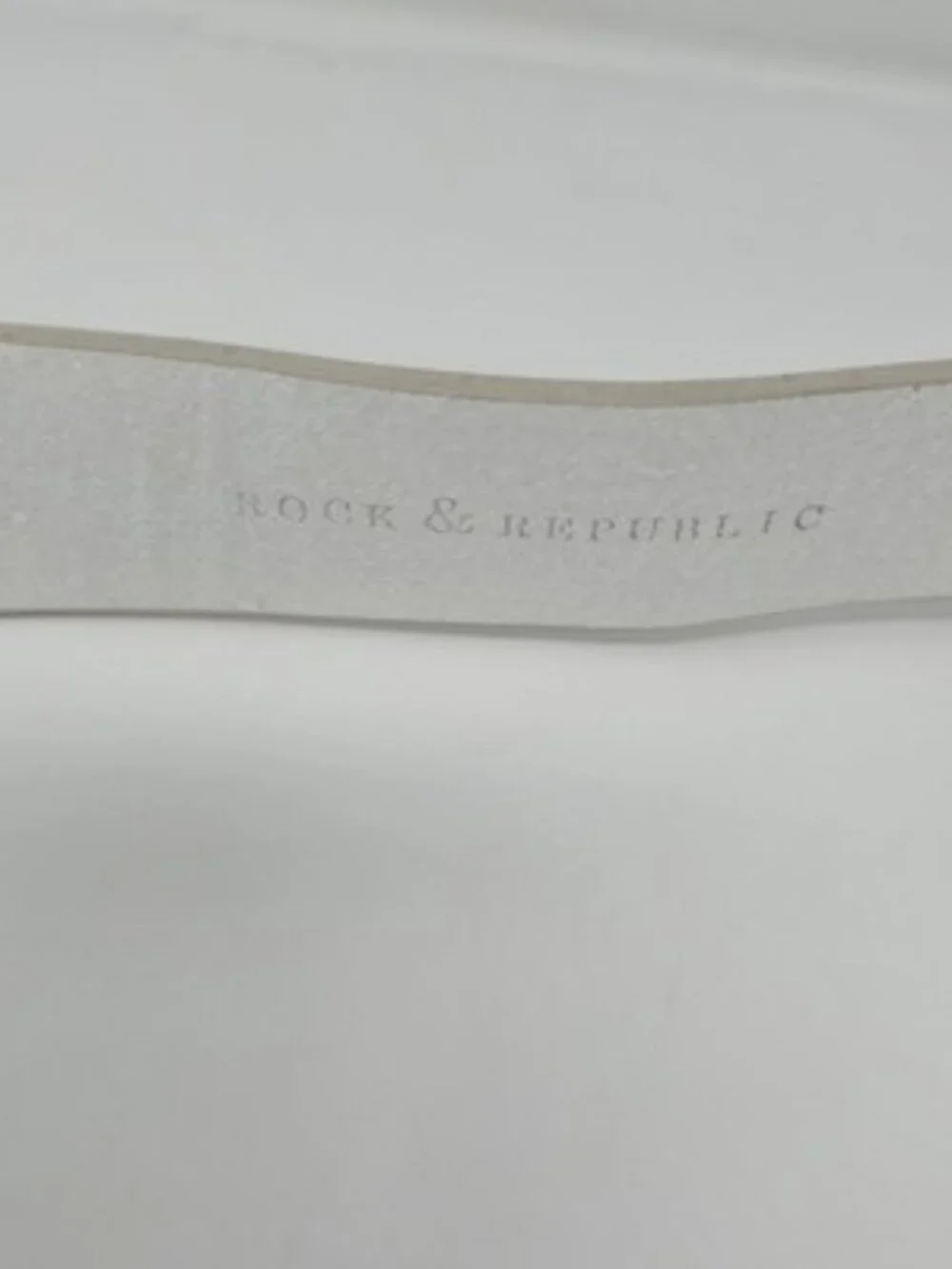 Vintage ​Rock & Republic White Leather Belt W/ Aminco Solid Brass Buckle 42